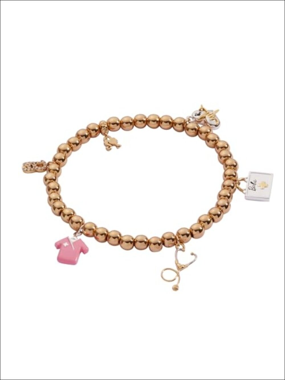 Stretch Bracelet Nickel-Free Two Tone Brass Bead Chain